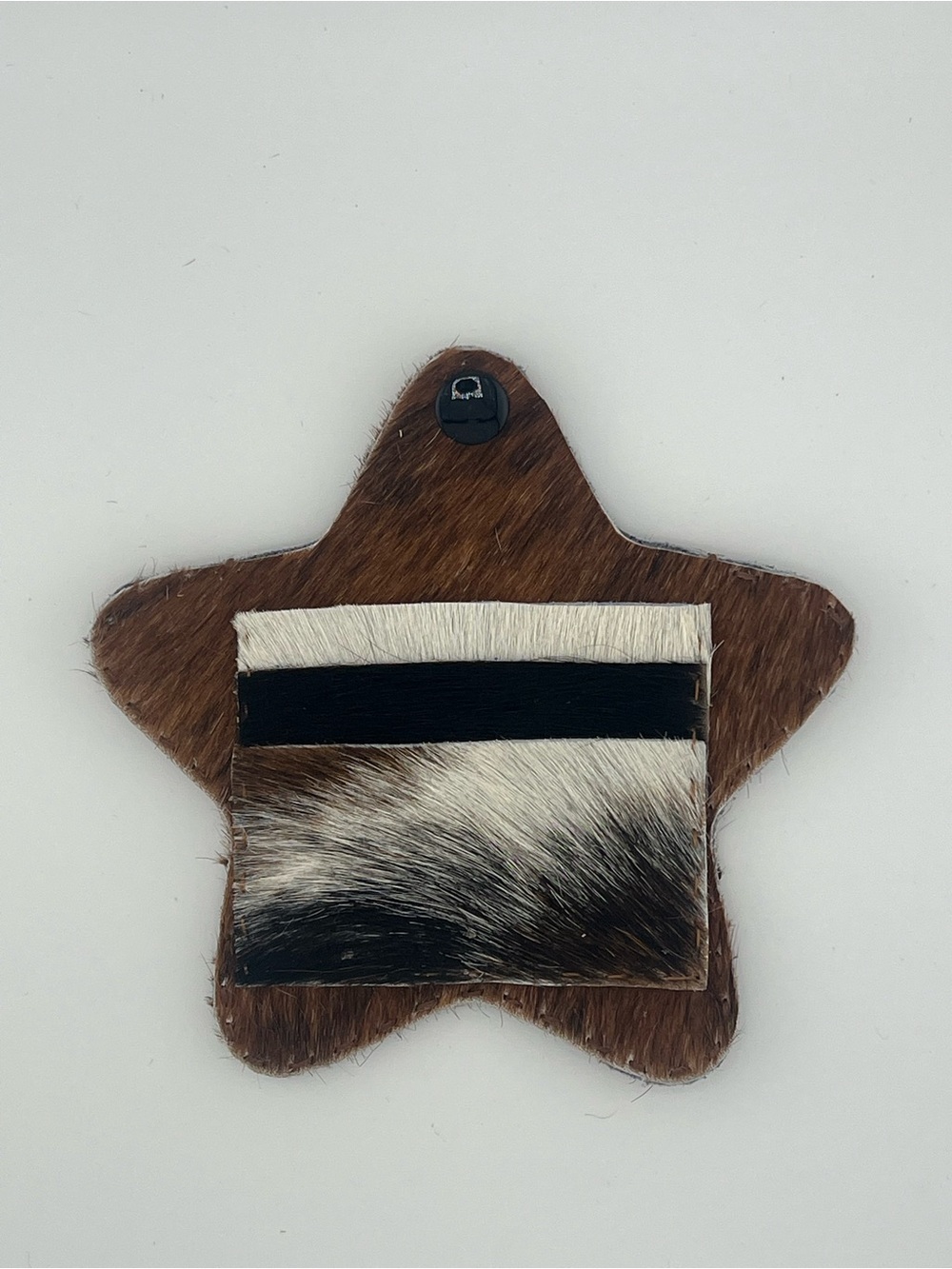 Star-Shaped Hair-on-Hide Card Holder in Brown, Black & White